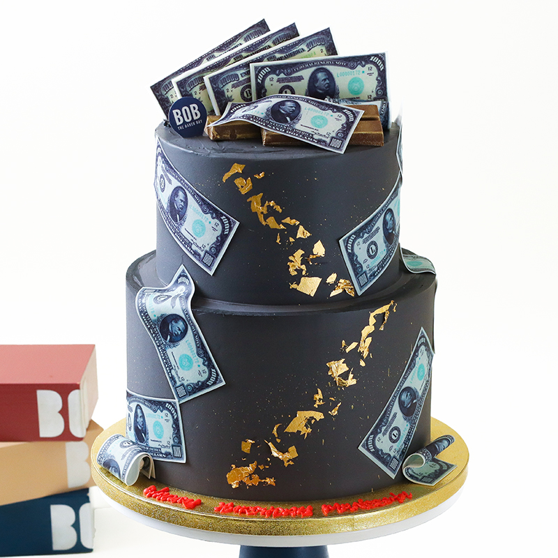 Classy Black and Gold Cash Cake