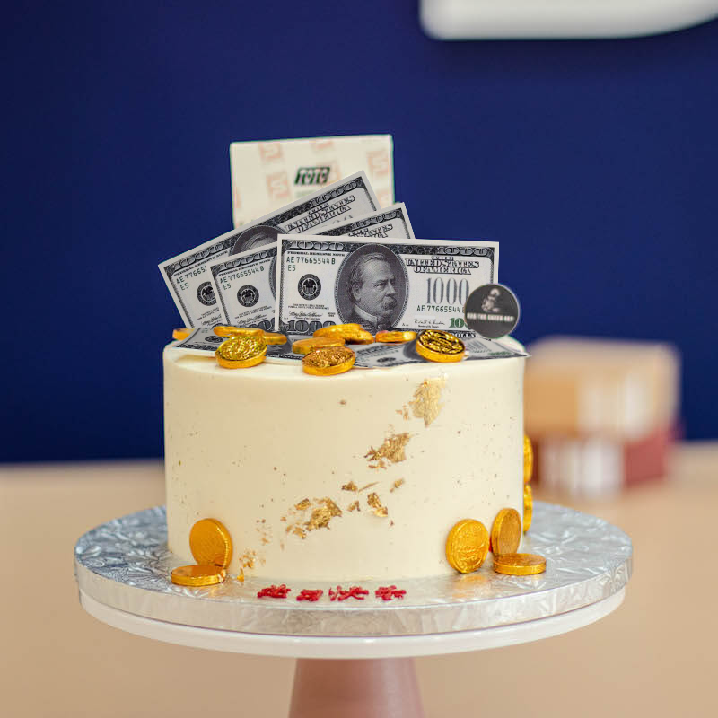 Louis Vuitton Briefcase cake with edible money – Blue Lily Treats