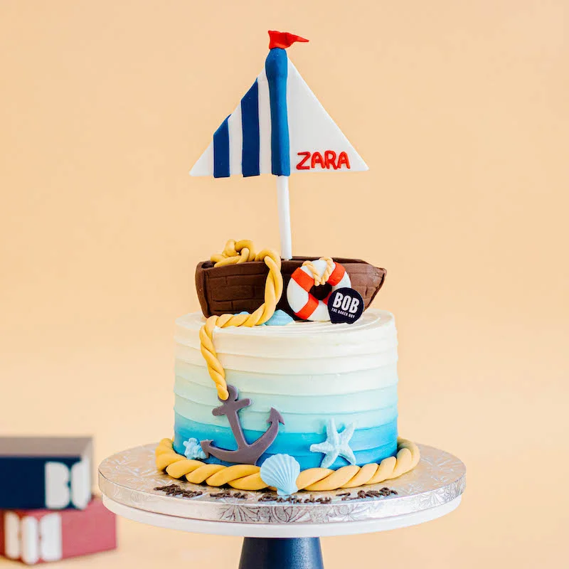 Nautical Sailboat Cake with Anchor