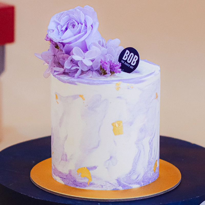Lilac Floral Marble Mini Cake