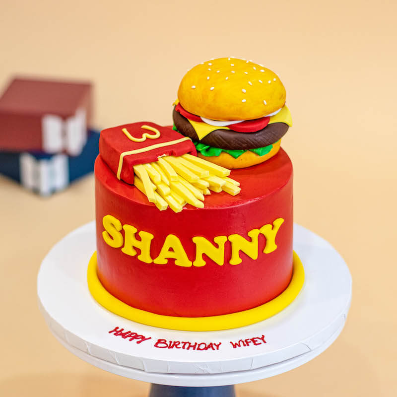 Fast Food Burger and Fries Themed Cake 