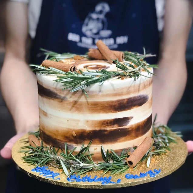 Brown Swirl Cake with Rosemary and Cinnamon Logs