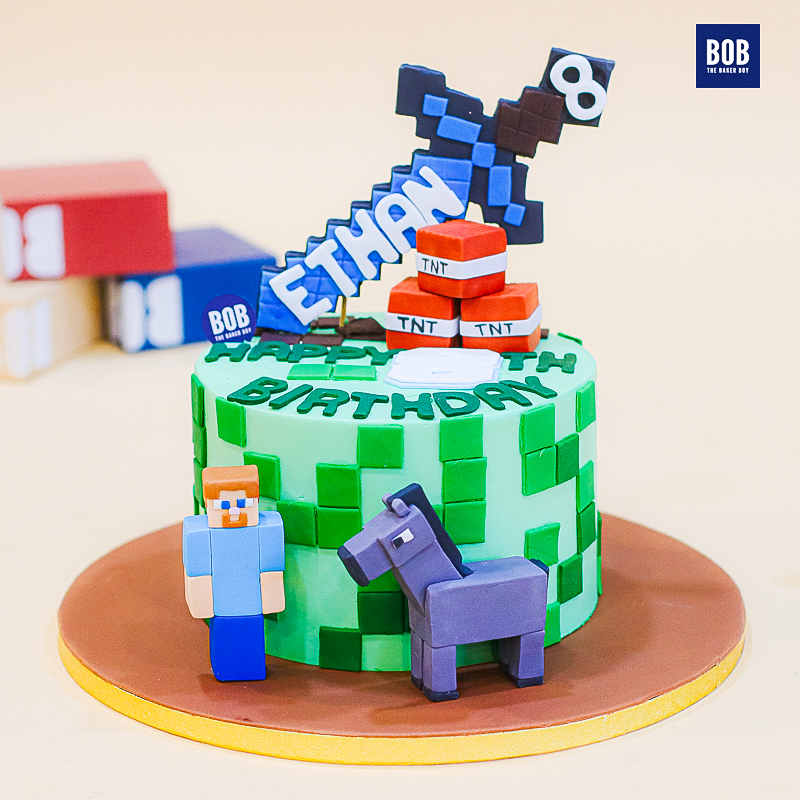 Minecraft Themed Birthday Cake