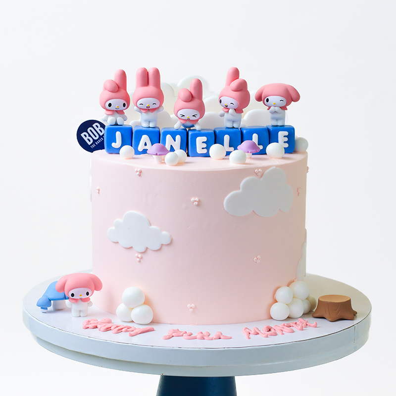 Melody Inspired Birthday Cake with Clouds