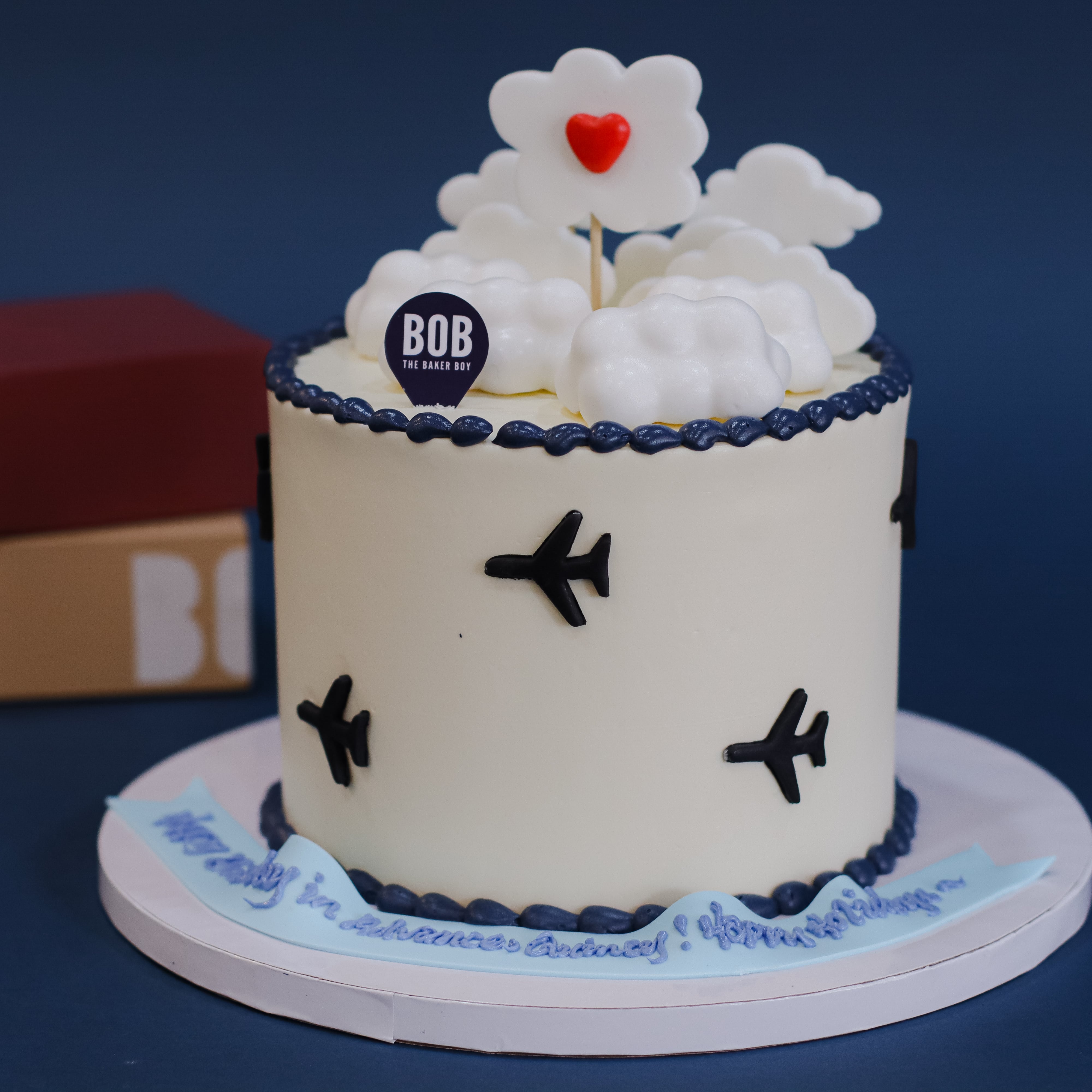 Pilot Themed Cake with Air Plane Silhouette