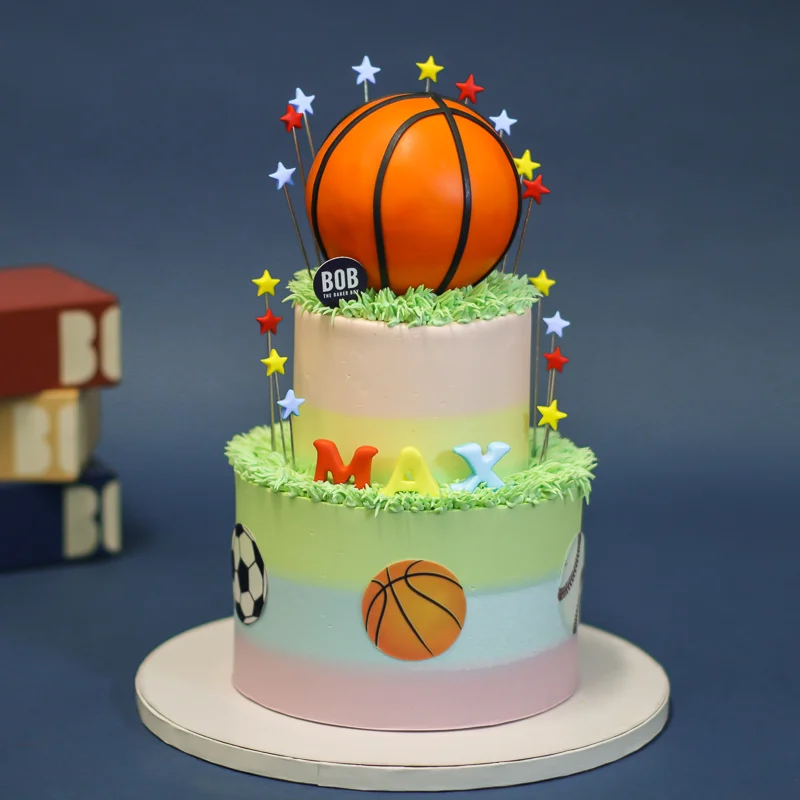 Pastel Rainbow Large Basketball Cake