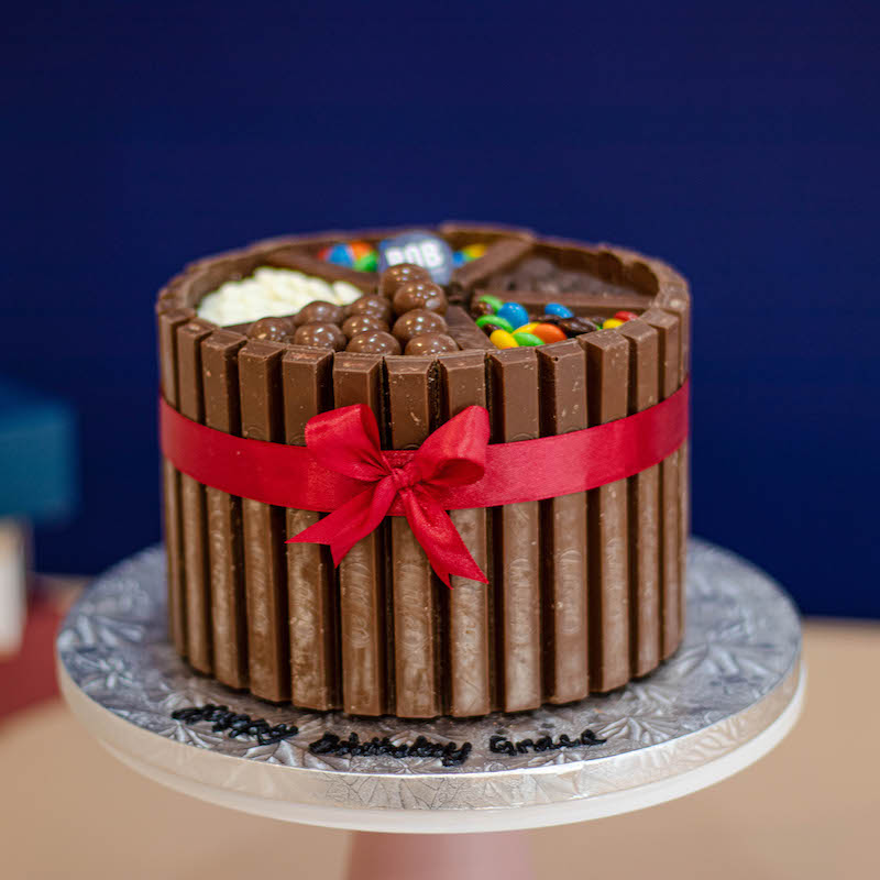 Chocolate Layered Cake with Candy Bars