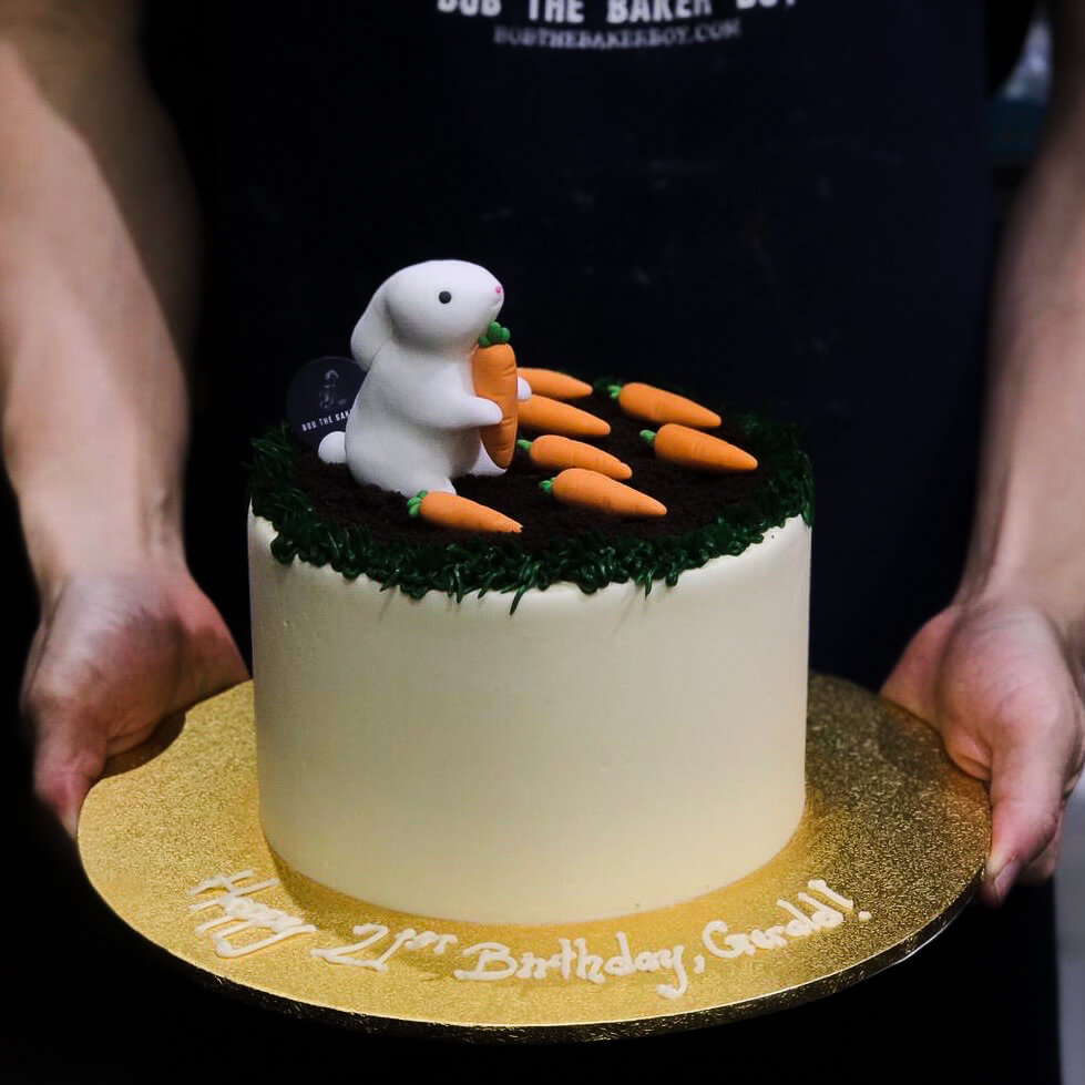Bunny and Carrots Cake with Grass
