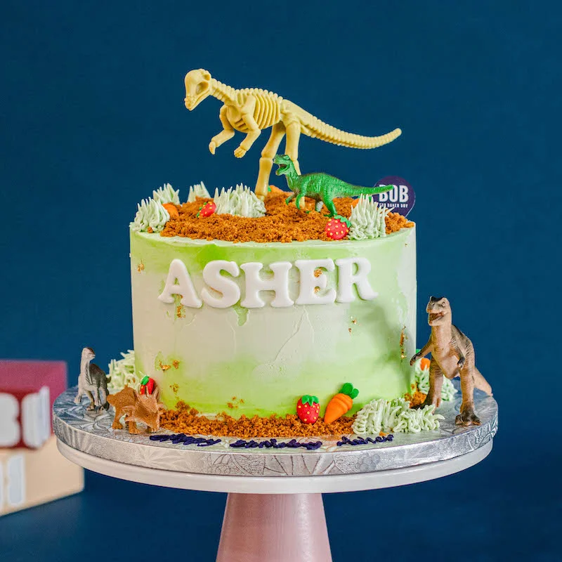 Dinosaur Cake in Lime Green Abstract