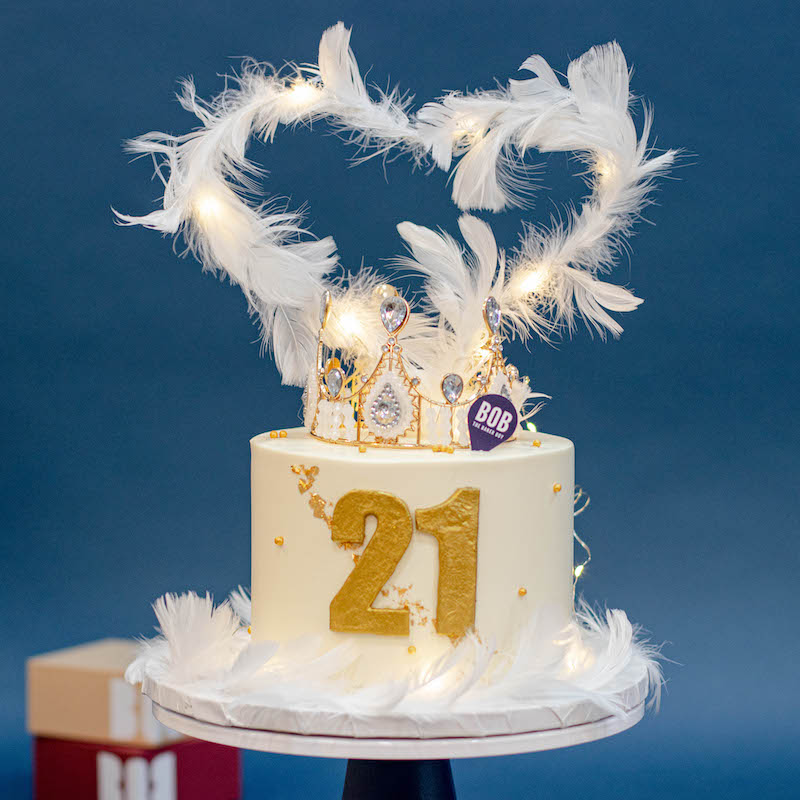 Queen's Crown Cake with Feathers